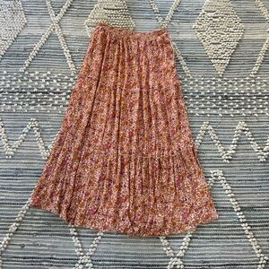 Altar'd State Floral Maxi Skirt - Pink and Orange